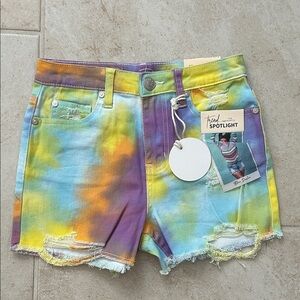 Blue Desire Tie-Dye Hi Rise Denim Shorts